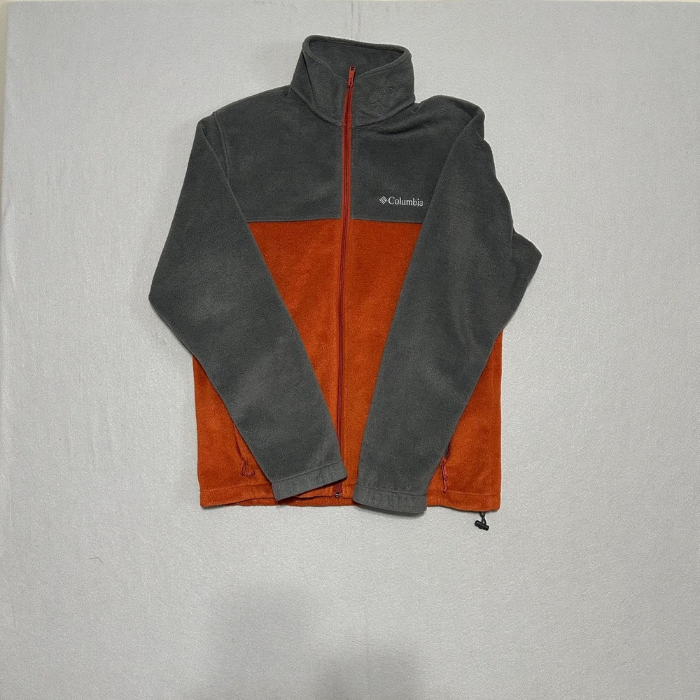 Columbia Steens Mountain Full Zip Fleece Jacket Grey Orange Mens Medium
